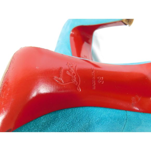 Christian Louboutin Rolando 120 Turquoise Suede Pumps - Picture 13 of 14